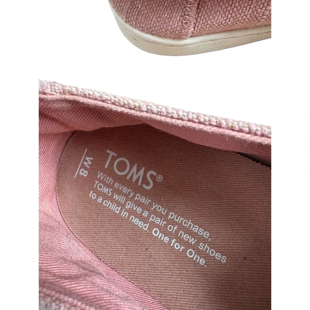TOMS Pink Glitter Slip On Casual Comfort Shoes Women's Size 8‎ - Picture 6 of 6